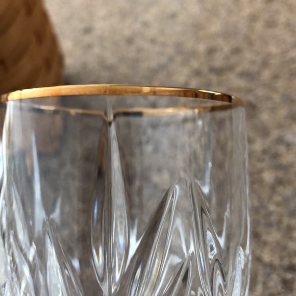 Gorham Star Blossom Gold Trim Full Lead Crystal Water Goblets Set of 4 Glasses - Picture 9 of 11
